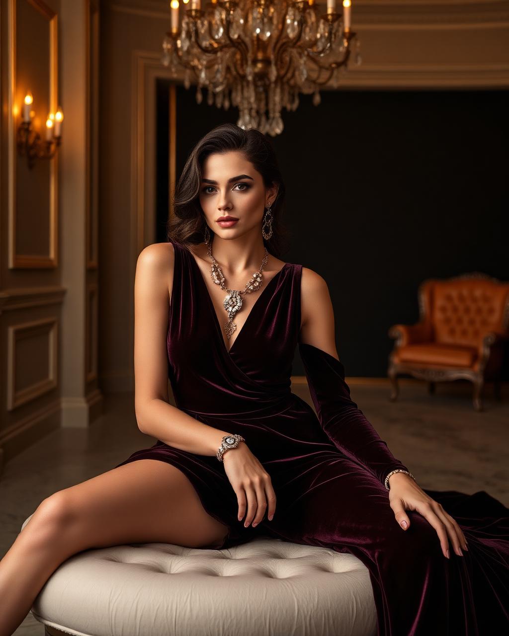 Styling session — velvet and statement jewelry
